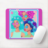 Groovy女性と花マウスパッド マウスパッド (マウス)