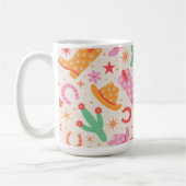 Groovy女性のカーボーイブーツとハットのパターンとサボテン コーヒーマグカップ (左)