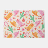 Groovy女性のカーボーイブーツとハットのパターンとサボテン ドアマット (正面)