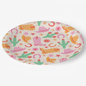 Groovy女性のカーボーイブーツとハットのパターンとサボテン ペーパープレート (アングル)