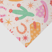 Groovy女性のカーボーイブーツとハットのパターンとサボテン 薄葉紙 (詳細)