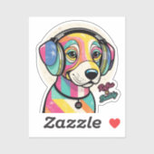 Groovy子犬：犬カラフル犬 シール (シート)