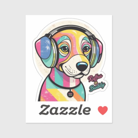 Groovy子犬：犬カラフル犬 シール (シート)