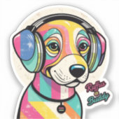 Groovy子犬：犬カラフル犬 シール (正面)