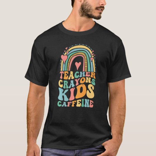 Groovy学校の最後の日先生Crayons Kids Ca Tシャツ (正面)