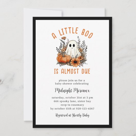 Groovy小さなブハロウィーンの赤ちゃんシャワー 招待状 (正面)