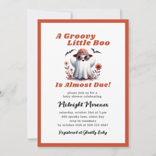 Groovy小さなブーほとんど赤ちゃんシャワー 招待状 (正面)