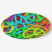 Groovy平和サイン虹のパターン ペーパープレート (アングル)