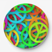 Groovy平和サイン虹のパターン ペーパープレート (正面)
