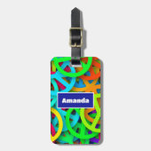 Groovy平和サイン虹のパターン ラゲッジタグ (正面縦)