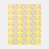 Groovy幽霊と花 フリースブランケット (正面)