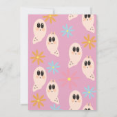 Groovy幽霊フローラレトロハローウィンパーティピンク 招待状 (裏面)