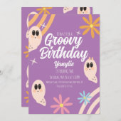 Groovy幽霊フローラレトロハローウィンパーティ 招待状 (正面/裏面)