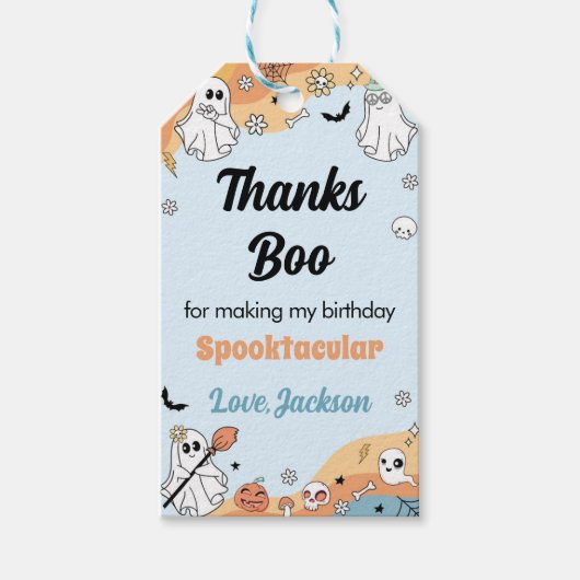 Groovy幽霊ブバースデーパーティーありがとうラベル ギフトタグ (正面)