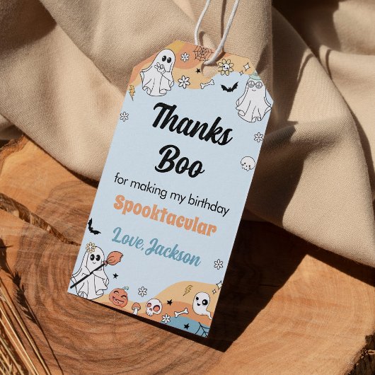 Groovy幽霊ブバースデーパーティーありがとうラベル ギフトタグ