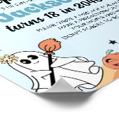 Groovy幽霊ブー誕生日時間カプセル記号 ポスター (角)