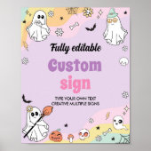 Groovy幽霊誕生日パーティーテーブルサイン ポスター (正面)