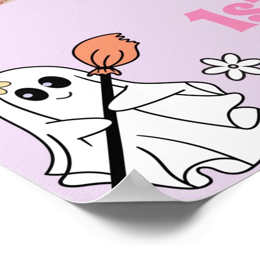 Groovy幽霊誕生日フォトマイルストーンポスター ポスター (角)