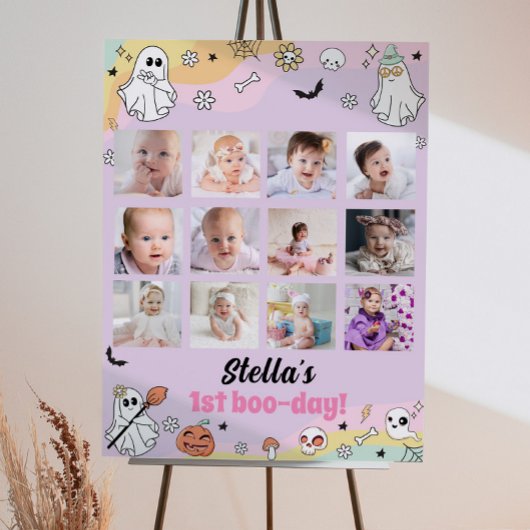 Groovy幽霊誕生日フォトマイルストーンポスター ポスター