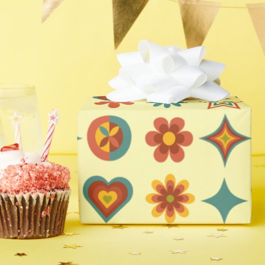 Groovy幾何学的フローララップ紙 ラッピングペーパー (誕生日パーティー)