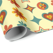 Groovy幾何学的フローララップ紙 ラッピングペーパー (ロールコーナー)