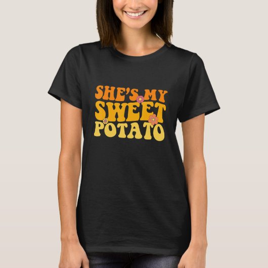Groovy彼女は私のサツマイポテトI YAMカップルのマッチ Tシャツ (正面)