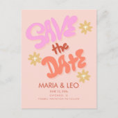 Groovy手描きレタリング日付の保存 ポストカード (正面)