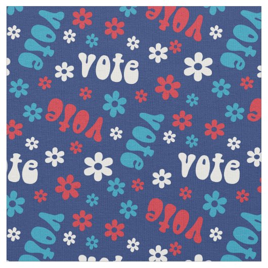 Groovy投票パターン海軍 ファブリック (クローズアップ)