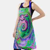 Groovy抽象芸術アクアとネイビーラバスワール エプロン (インサイチュ)