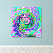 Groovy抽象芸術アクアとネイビーラバスワール キャンバスプリント (インサイチュ (ウッドフロア))