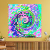 Groovy抽象芸術アクアとネイビーラバスワール キャンバスプリント (インサイチュ (リビング))