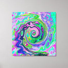 Groovy抽象芸術アクアとネイビーラバスワール キャンバスプリント