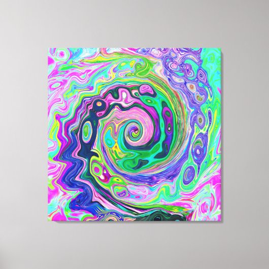 Groovy抽象芸術アクアとネイビーラバスワール キャンバスプリント (正面)