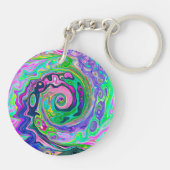 Groovy抽象芸術アクアとネイビーラバスワール キーホルダー (裏面)