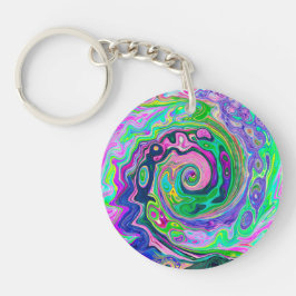 Groovy抽象芸術アクアとネイビーラバスワール キーホルダー