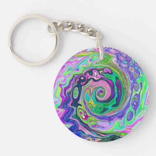 Groovy抽象芸術アクアとネイビーラバスワール キーホルダー (正面)