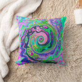 Groovy抽象芸術アクアとネイビーラバスワール クッション (ブランケット)