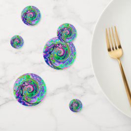 Groovy抽象芸術アクアとネイビーラバスワール コンフェッティ