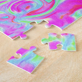 Groovy抽象芸術アクアとネイビーラバスワール ジグソーパズル (側面)