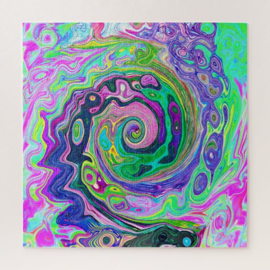 Groovy抽象芸術アクアとネイビーラバスワール ジグソーパズル (縦)
