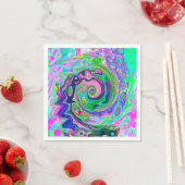 Groovy抽象芸術アクアとネイビーラバスワール スタンダードカクテルナプキン (インサイチュ)