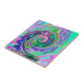 Groovy抽象芸術アクアとネイビーラバスワール タイル (側面)