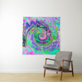 Groovy抽象芸術アクアとネイビーラバスワール タペストリー (インサイチュ(横))