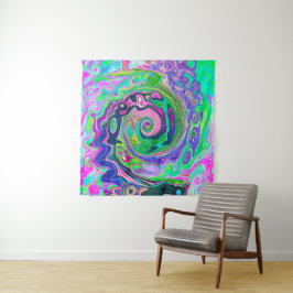 Groovy抽象芸術アクアとネイビーラバスワール タペストリー