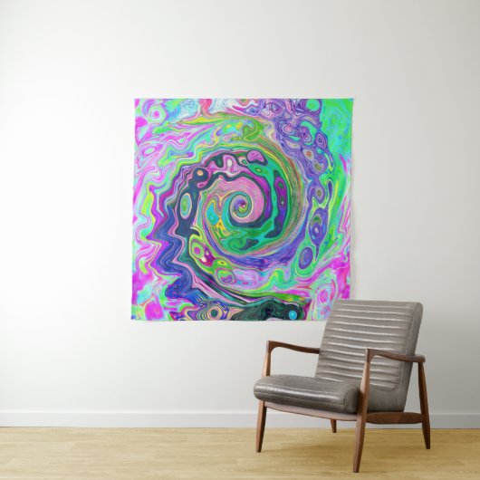 Groovy抽象芸術アクアとネイビーラバスワール タペストリー (インサイチュ)