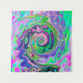 Groovy抽象芸術アクアとネイビーラバスワール タペストリー (正面)