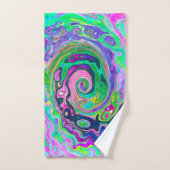 Groovy抽象芸術アクアとネイビーラバスワール バスタオルセット (ハンドタオル)