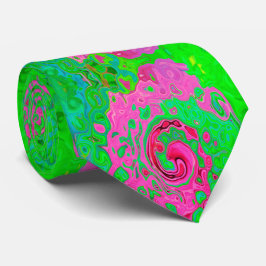 Groovy抽象芸術グリーンと赤い溶岩液体の旋回 ネクタイ
