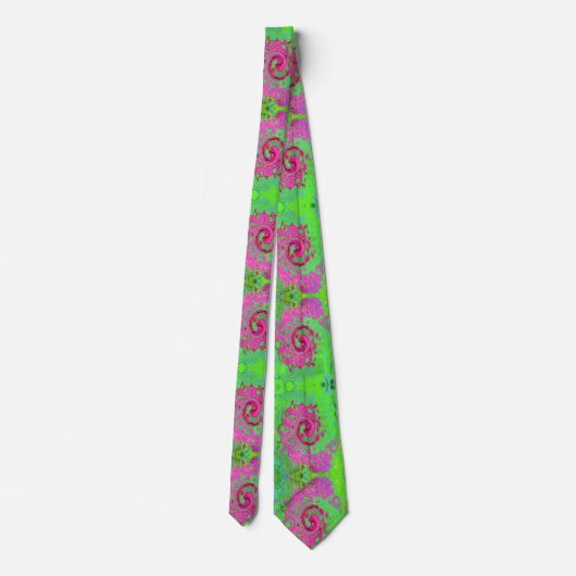 Groovy抽象芸術グリーンと赤い溶岩液体の旋回 ネクタイ (裏面)