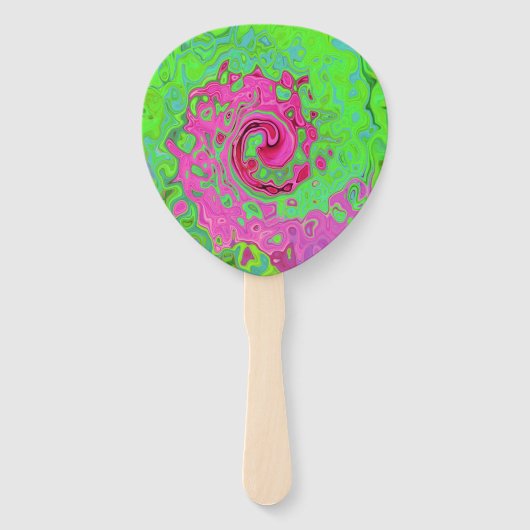 Groovy抽象芸術グリーンと赤い溶岩液体の旋回 ハンドファン (正面)